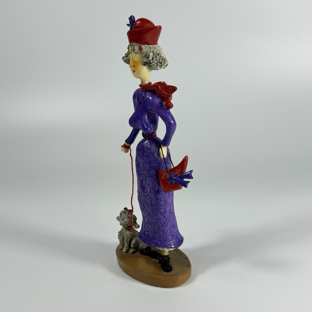 Red Hat Lady Walking Small‎ White Dog, Sandy Gervais figure 8" X 3" - Picture 2 of 16